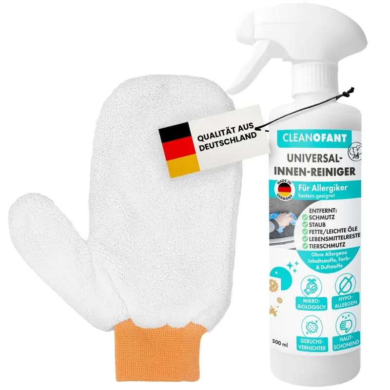 Innenreiniger Allergiker Mikrobiologisch - ohne Farb- und Duftstoffe - 500 ml + Mikrofaser-Reinigungshandschuh