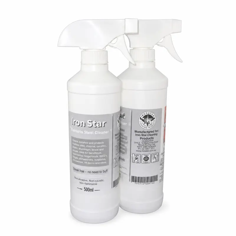 Iron Star Edelstahlpflege 2 x 500 ml Sprayflasche – Edelstahlreiniger mit Anti-Fingerprint-Effekt