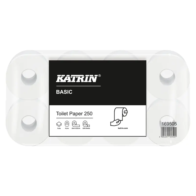 Katrin Basic Toilet 250 Toilettenpapier 2-lagig, weiß, 64 Rollen