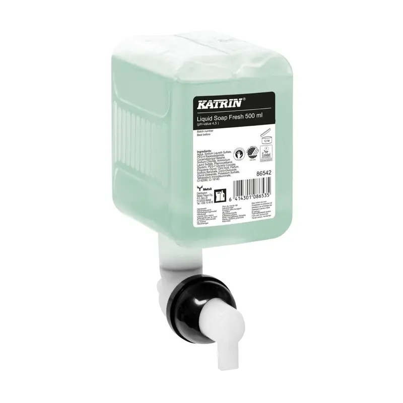 KATRIN Flüssigseife Fresh/Green 12 × 500 ml – Birkenholzduft & ca. 10.000 Portionen