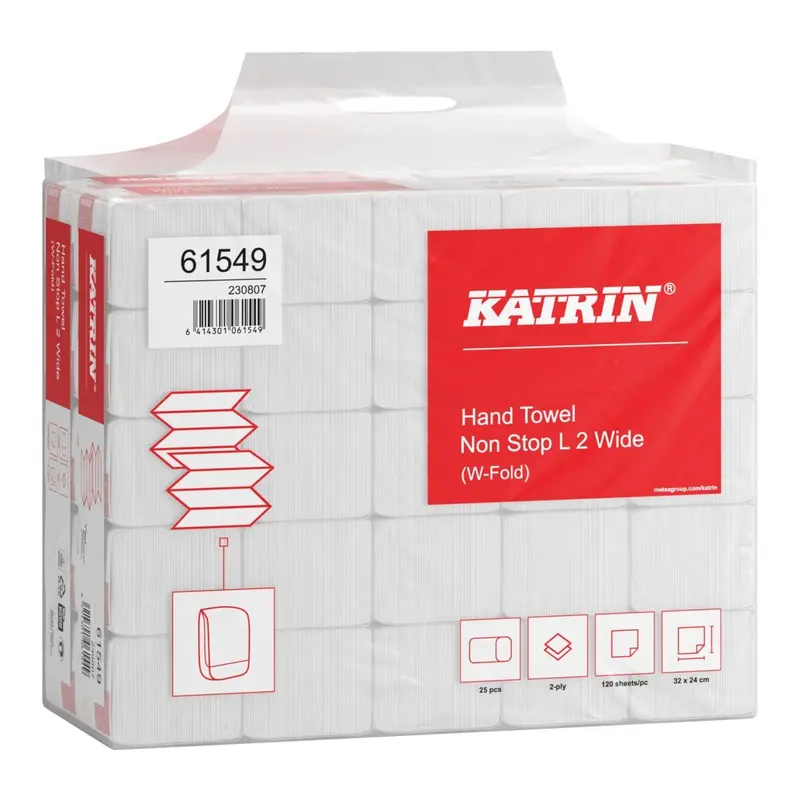 KATRIN Papierhandtücher W-Falz Non-Stop L2 2-lagig 240 x 320 mm – 3000 Blatt
