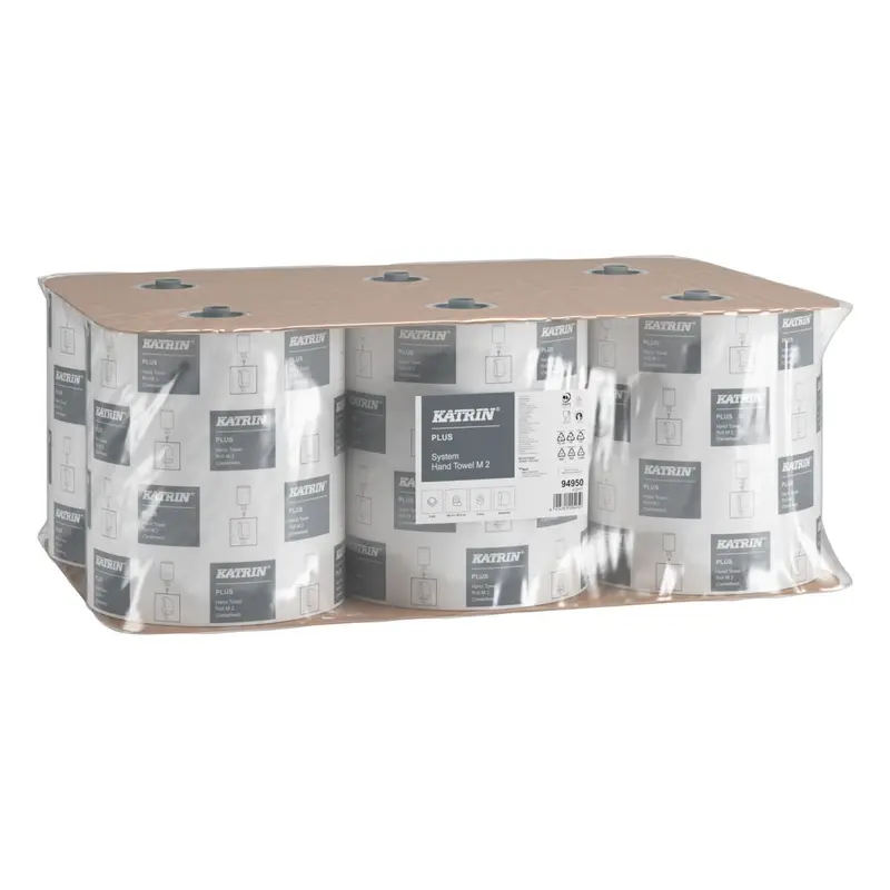 KATRIN Plus System Handtuchrollen M2 Zellstoff 2-lagig 180 m – 6 Rollen / VE