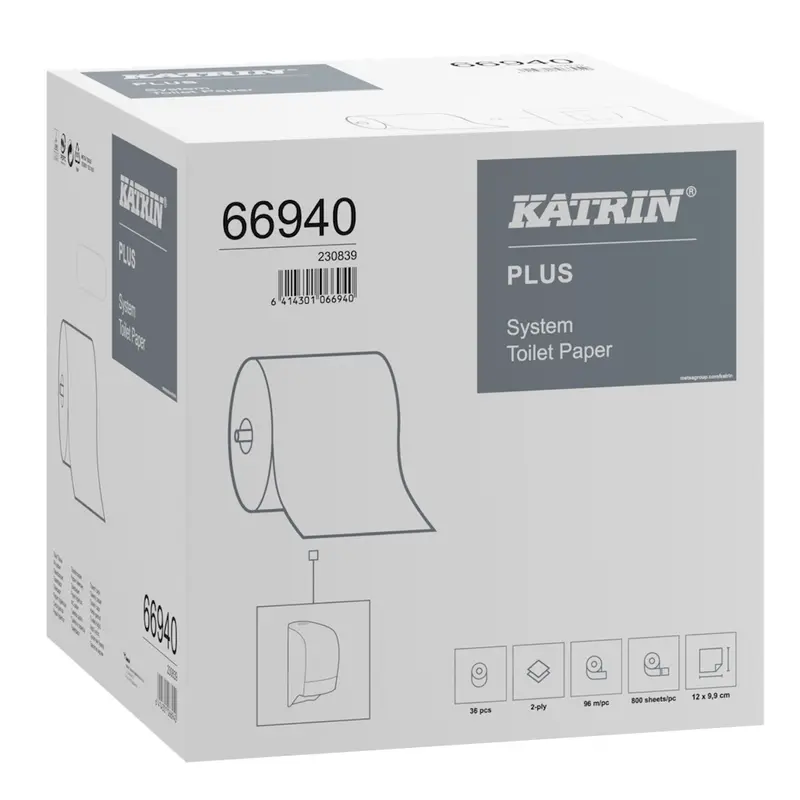 KATRIN Plus System Toilettenpapier 800 Blatt 2-lagig Zellstoff – 36 Rollen