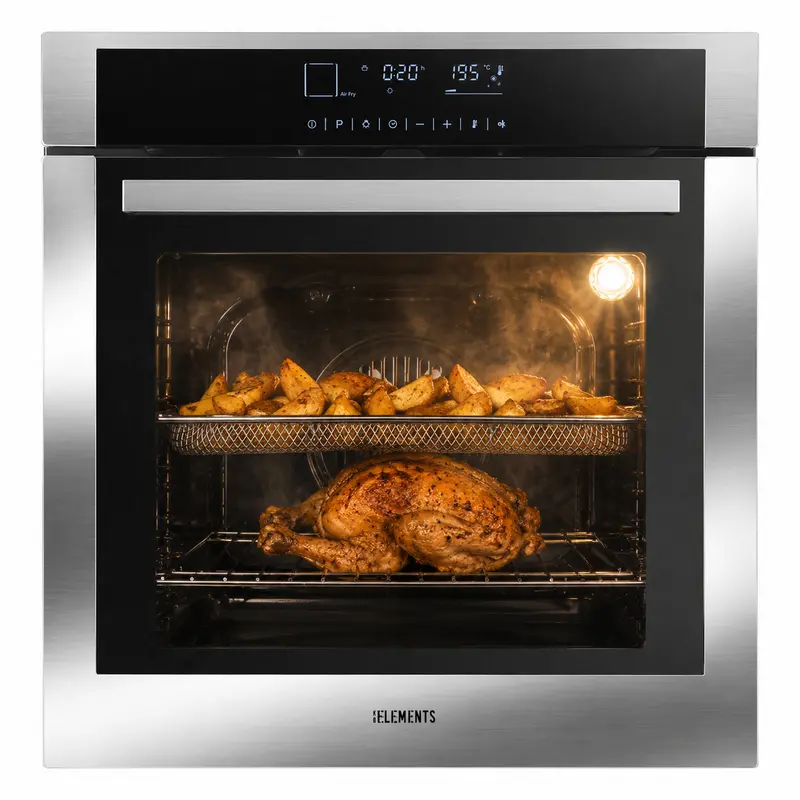KB ELEMENTS Einbaubackofen 60 cm – Air Fry, Teleskopauszug, Full Touch Display, 15 Funktionen, A+