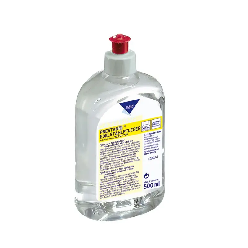 Kleen Purgatis Prestan, Edelstahlpfleger, transparent - Karton mit 12 Flaschen á 0,5 l
