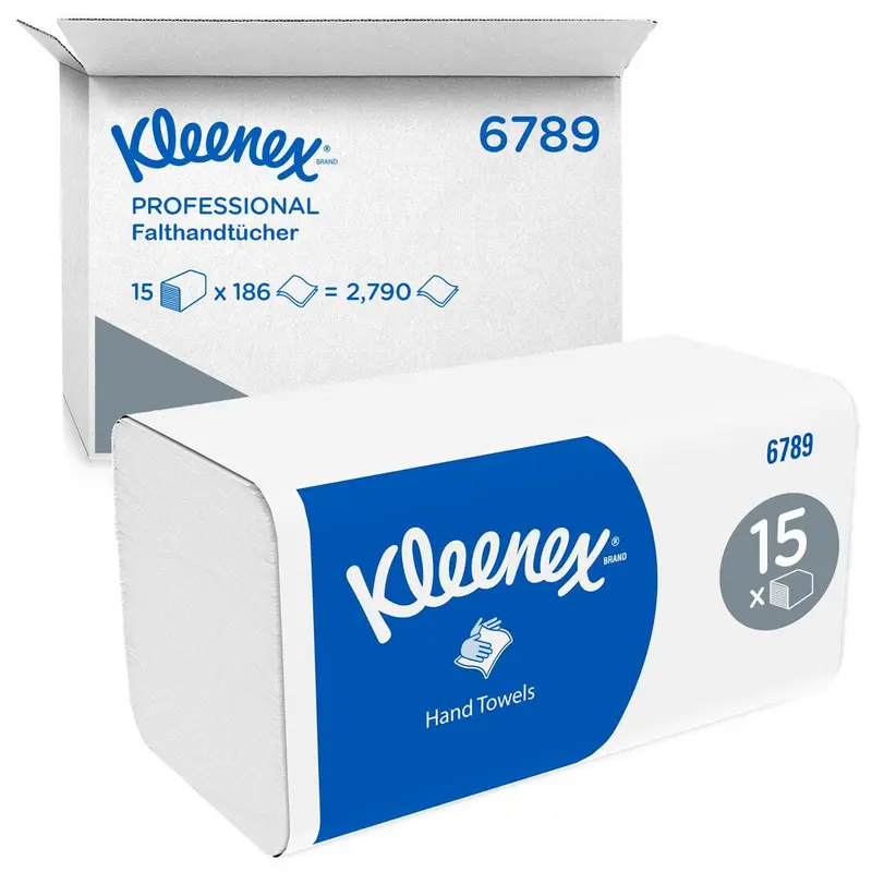 Kleenex® Falthandtücher 6789, 2-lagig, Interfold, FSC®-Mix, weiß - Karton mit 2790 Stück (15 x 186 Stück)