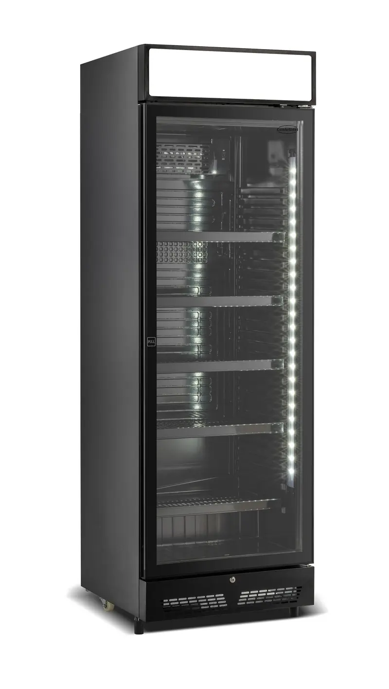 Kühlschrank 1 Glastür Schwarz Mit Canopy SVE-450 Blc - 650x543x1953 mm - 0,23 kW