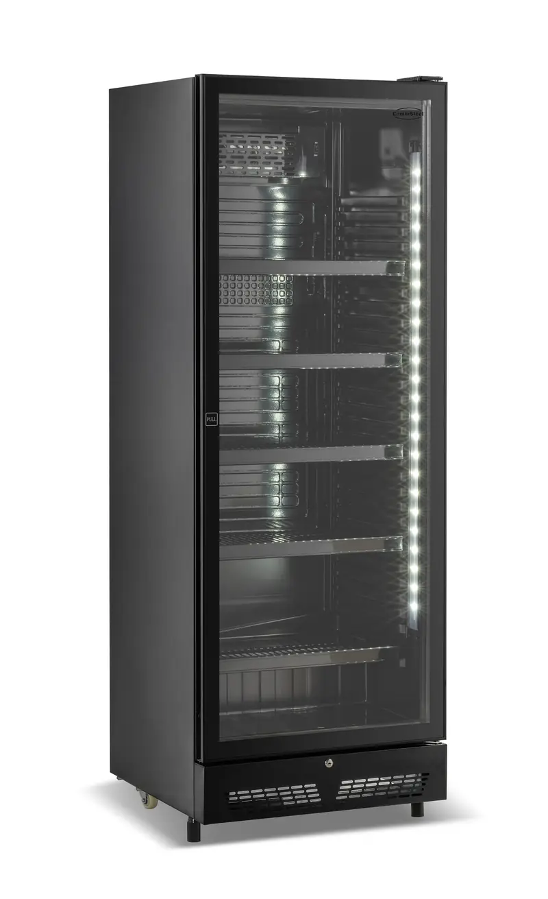 Kühlschrank 1 Glastür Schwarz SVE-450 Bl - 650x543x1794 mm - 0,23 kW