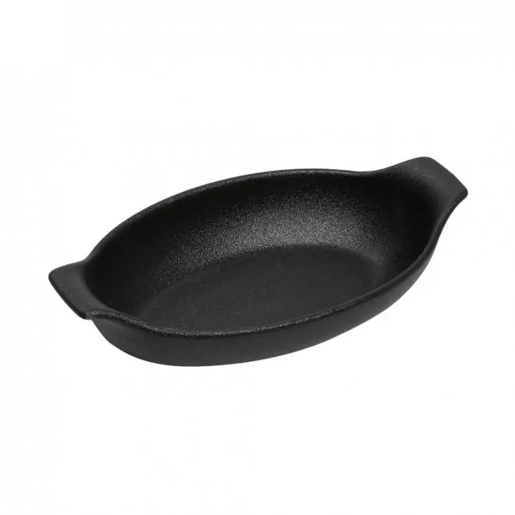 Lava Servierschale aus Stoneware – Schwarz Matt – Oval – 19,5 x 12,8 cm – H 5,8 cm