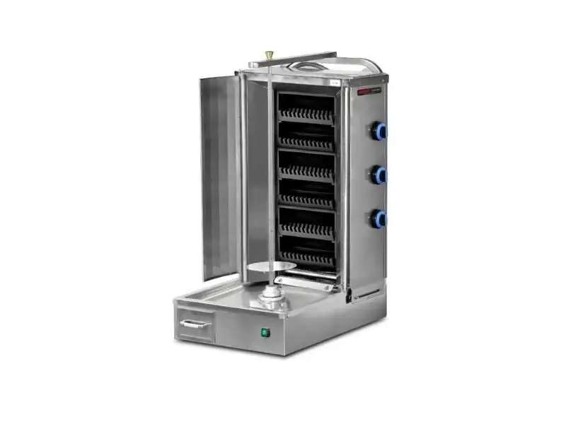 Lavastein Dönergrill mit Motor Unten  / 3 Lavastein Brenner / max. 40 kg / inkl. Flügeltüren