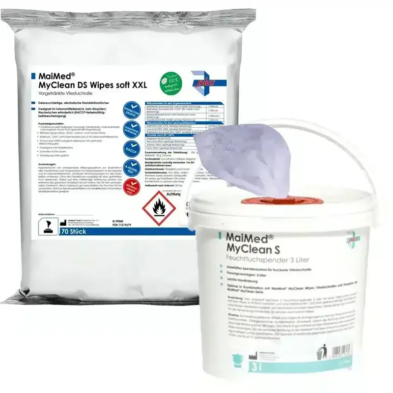 MaiMed® MyClean DS Wipes soft XXL 70 getränkte Tücher + MaiMed® MyClean S 3 Liter Spendereimer