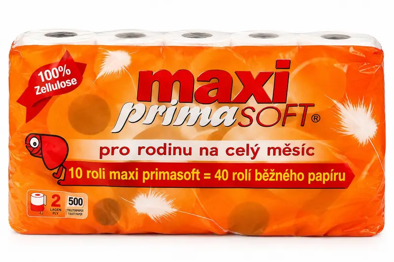 Maxi Primasoft Toilettenpapier – 10 Rollen, 2-lagig, 100 % Zellstoff