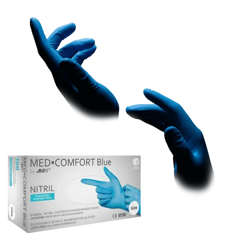 Med-Comfort Nitrilhandschuhe AMPri blau puderfrei XS–XXL