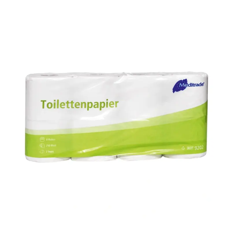 Meditrade - Toilettenpapier - 250 Blatt pro Rolle, 8 Rollen