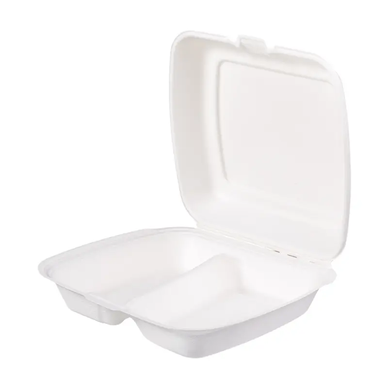 Menüboxen, Zuckerrohr 2-geteilt 23X20CM 100pcs
