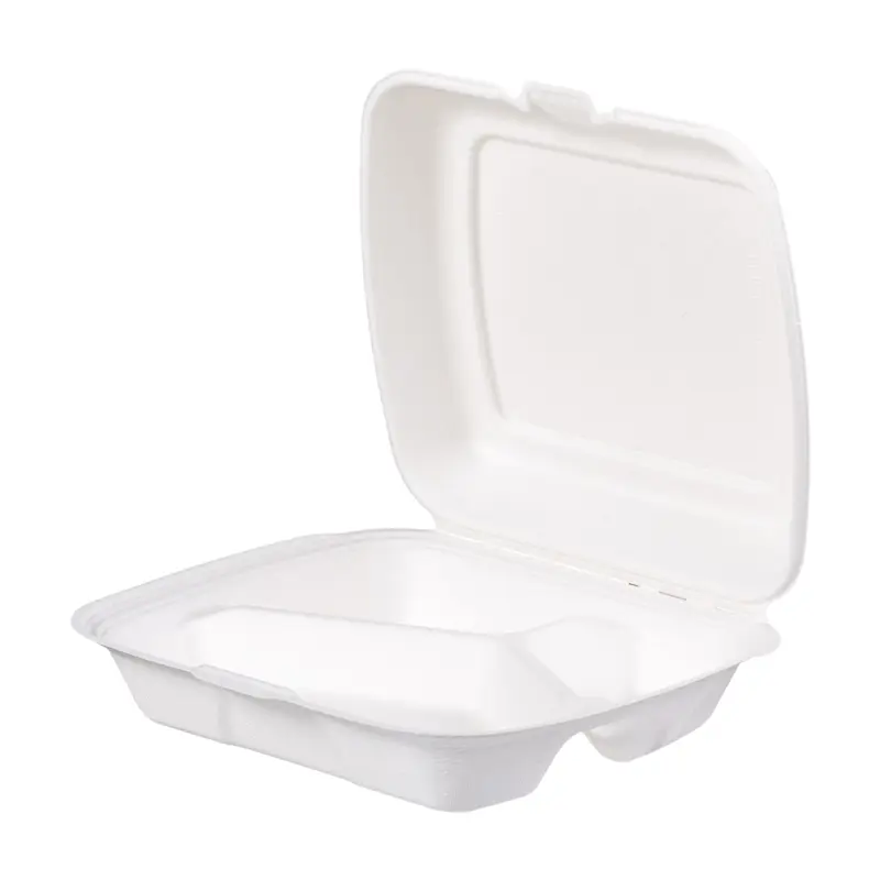 Menüboxen, Zuckerrohr 3-geteilt 23X20CM 100pcs