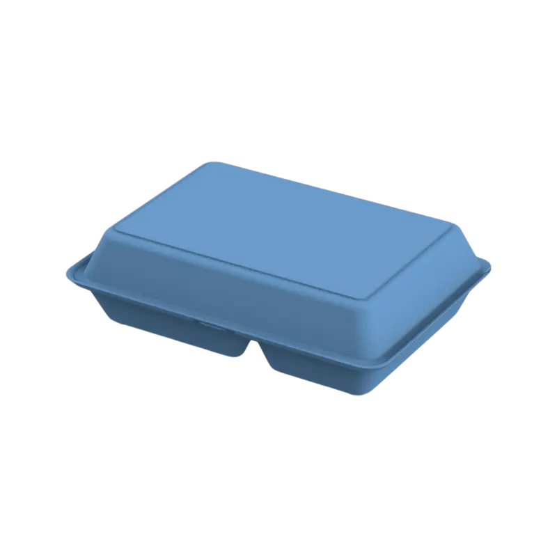 Menüschale 3-geteilt mit Deckel Mehrweg Lunchbox Blau