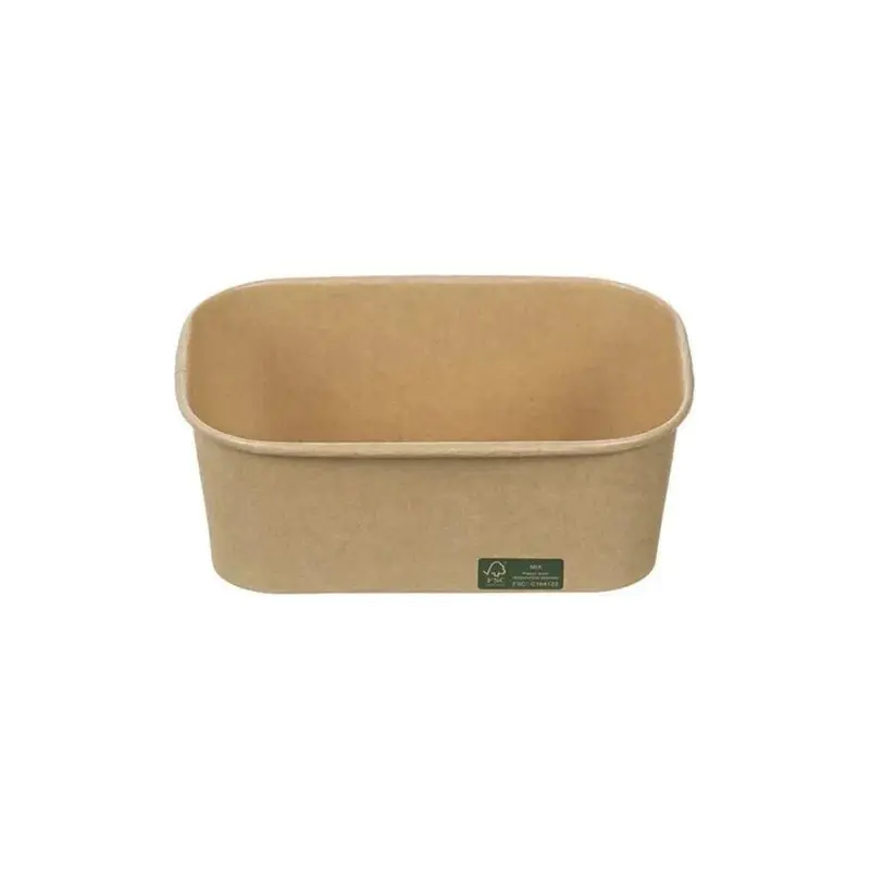 Menüschalen 750ml 50 Stk. rechteckig aus Kraftpapier mit PE Beschichtung. 173X123X57 mm FSC® MAX 80°C