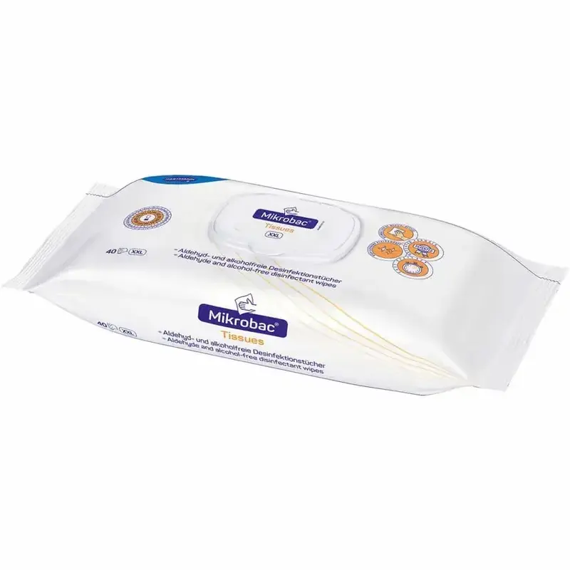 Mikrobac® Tissues – XXL-Flowpack (40 Desinfektionstücher)