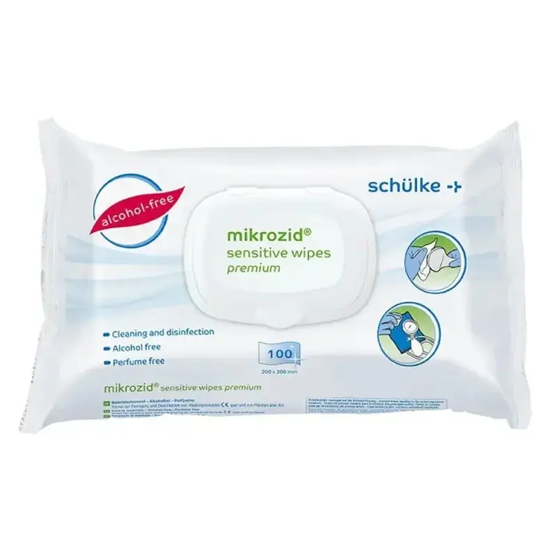 Mikrozid sensitive wipes premium 100 Flowpack | Schülke Desinfektionstücher