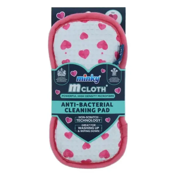Minky M Cloth Schoonmaakpad – Hearts Edition (Wit/Rood • Dubbelzijdig)