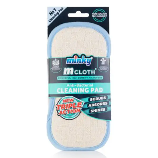 Minky M Cloth Schoonmaakpad – Wit met Blauwe Rand (3-in-1 Reinigingskracht)