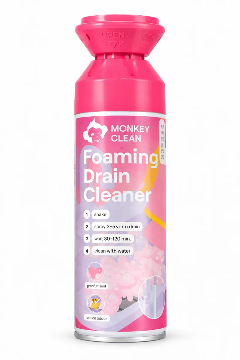 Monkey Clean Afvoer ontstopper schuim – Foam Drain Cleaner tegen verstoppingen, haar & geur