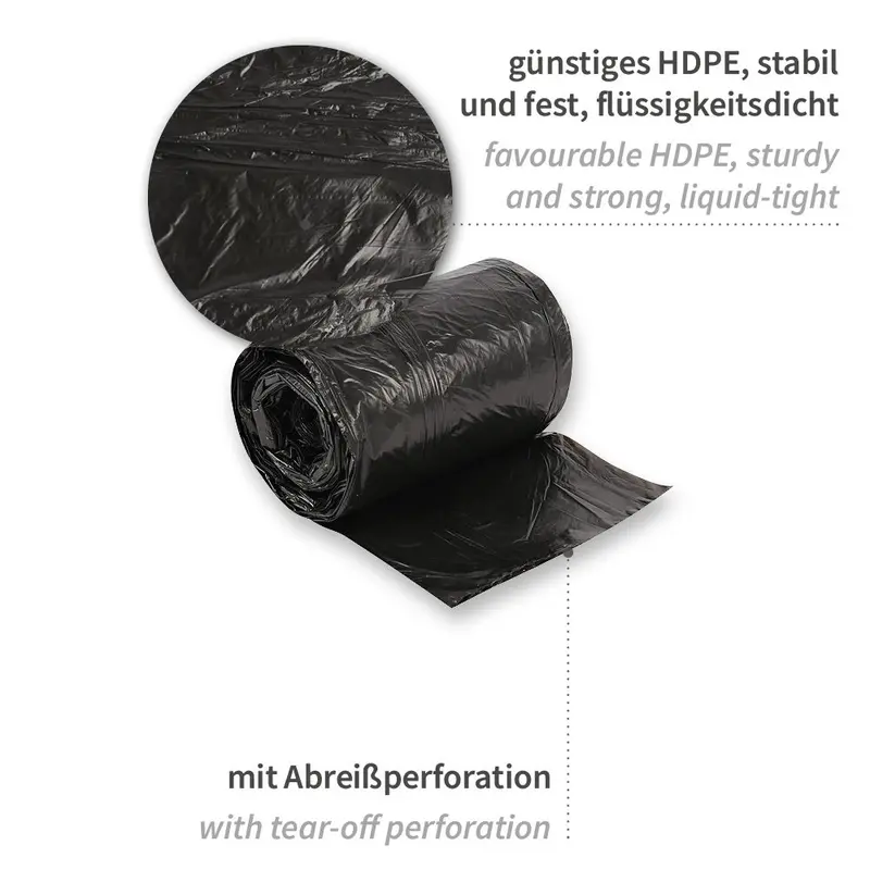 Müllbeutel Light, 5 l - 9 my  | HDPE, Rolle, verschiedene Farben - Karton mit 50 x 50 Stück (2500 Stück)