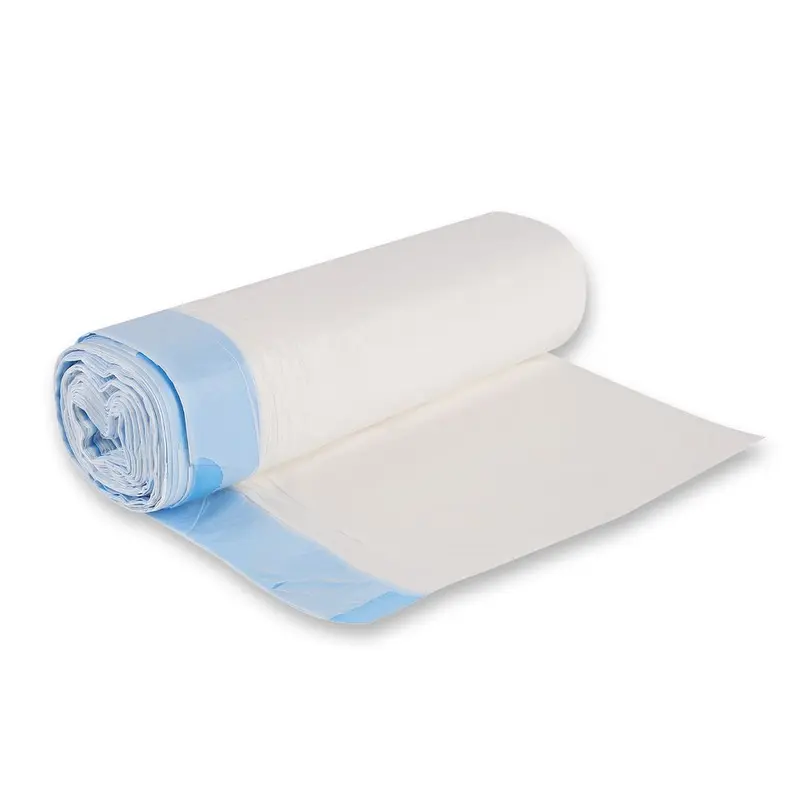 Müllbeutel mit Zugband, 30 l - 15 my | HDPE, Rolle, weiß - Karton mit 36 x 25 Stück (900 Stück)