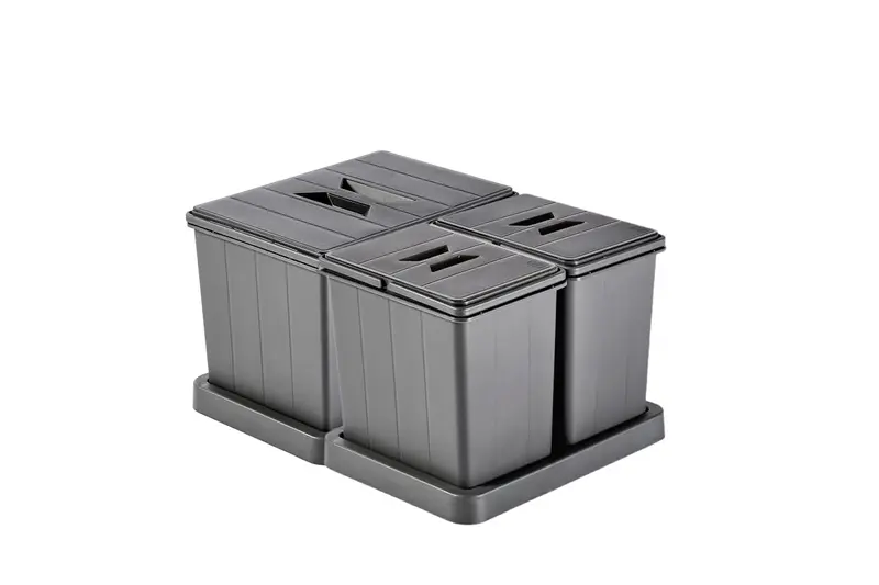 Müllomatic MODUL Mini Set – Mülltrennung für Schubladen, 1x 12 L + 2x 6 L, 238 mm hoch
