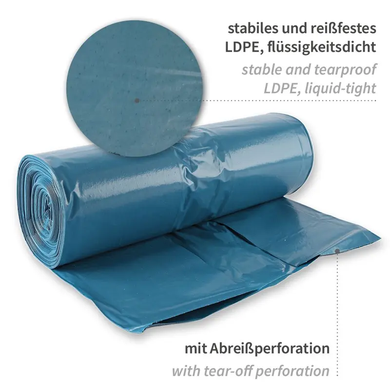 Müllsäcke, 160 l - 60 my | LDPE, Rolle, verschiedene Farben - Karton mit 10 x 25 Stück (250 Stück)