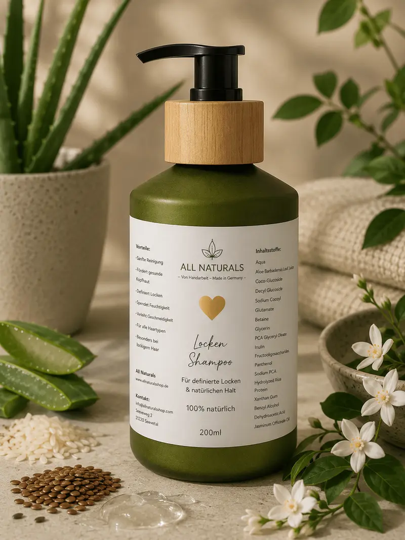 Natürliches Locken Shampoo mit Aloe Vera & Reisprotein – Feuchtigkeit & Definition