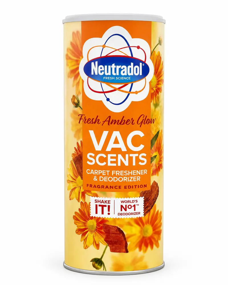 Neutradol Fresh Amber Glow Vac Scents – Tapijtverfrisser & Geurverdrijver – Carpet Freshener & Deodorizer met Warme Ambergeur