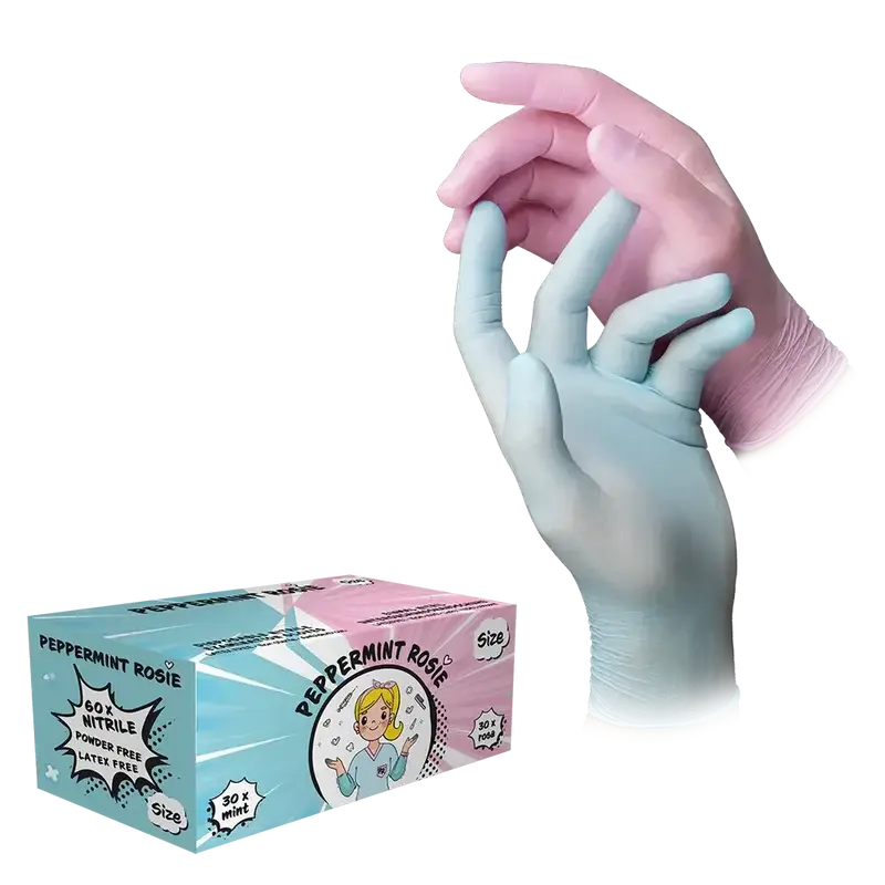 Nitrilhandschuhe Mix Mint & Rosa 60 Stück | AMPri STYLE Peppermint Rosie Einmalhandschuhe