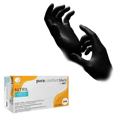 Nitrilhandschuhe schwarz 100 Stück | AMPri Puracomfort Black Nitrilhandschuhe