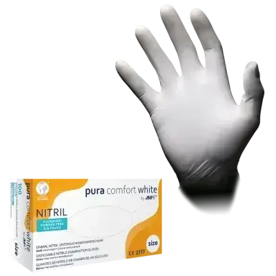 Nitrilhandschuhe weiß 100 Stück | AMPri Puracomfort white Nitrilhandschuhe