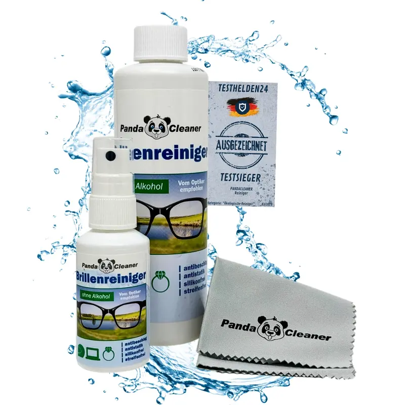 PandaCleaner Brillenreiniger 50ml Pumpflasche + 250ml Nachfüllflasche