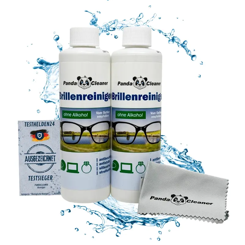 PandaCleaner Brillenreiniger Nachfüll-Set - 2 x 250ml Nachfüllflaschen