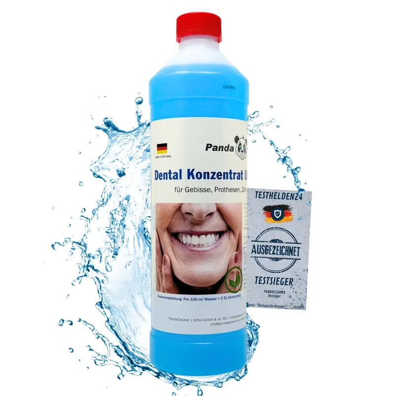 PandaCleaner Dental Konzentrat Ultraschallreiniger - Entfernung von Belägen & Verfärbungen - Für Gebisse, Prothesen, Zahnersatz - Div. Größen
