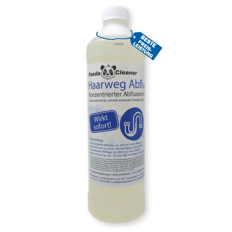 PandaCleaner Haar-Weg Abflussfrei Reiniger - Rohrreiniger 1000ml & 2000ml