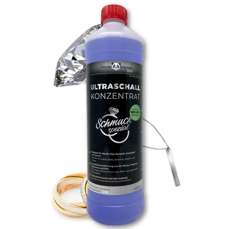 PandaCleaner Ultraschallreiniger Konzentrat - Sensitive Reinigung von Schmuck Uhren Münzen im Ultraschallbad 1000ml