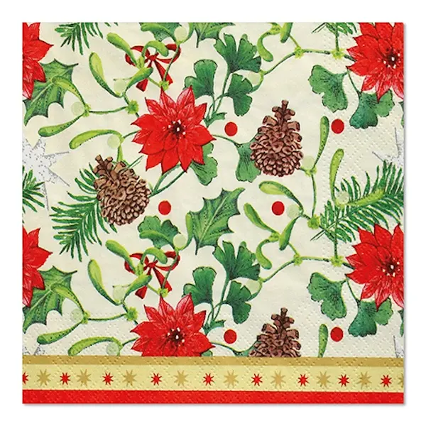 PAPSTAR Winterly Weihnachtsservietten 40 × 40 cm, 3-lagig, 50 Stück – FSC-zertifiziert