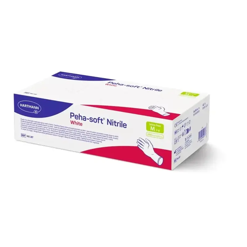 Peha-soft Nitrile white Untersuchungshandschuh | Weiße Nitrilhandschuhe 200 Stück | Hartmann
