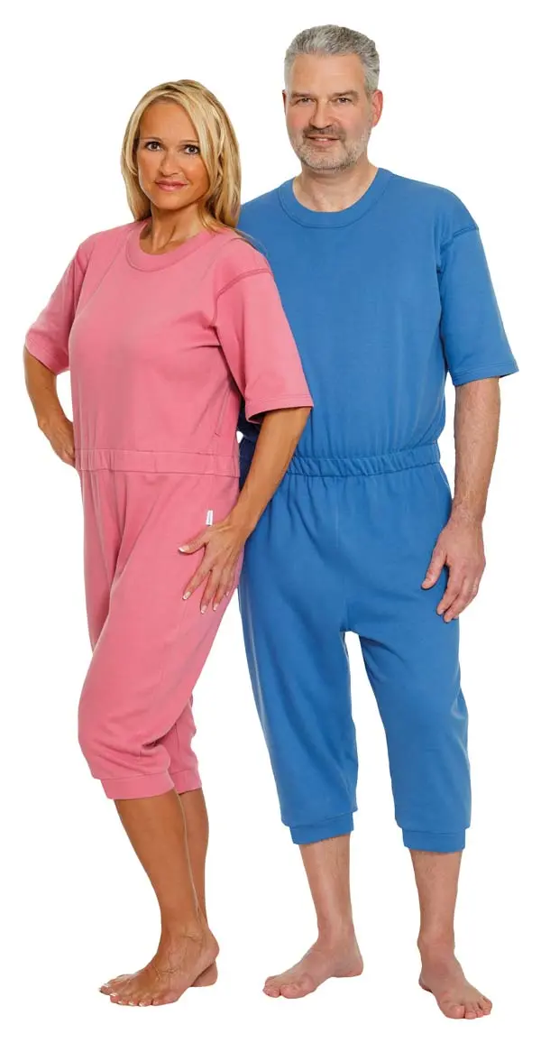 Pflegeoverall mit kurzen Armen und Beinen - Pink