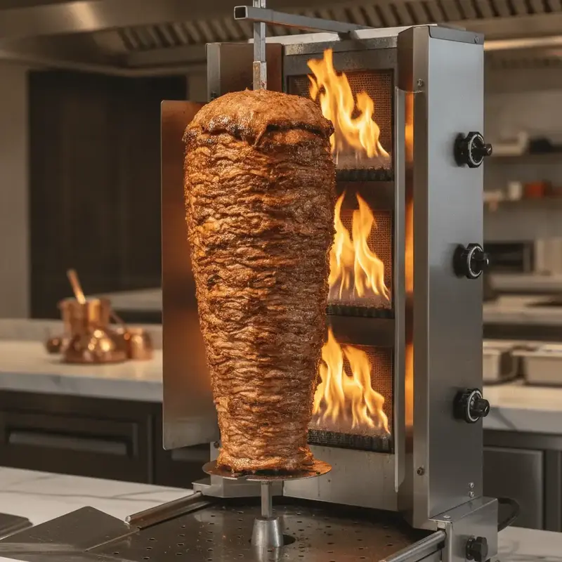Premium Lavastein Dönergrill mit Motor Unten / 3 Lavastein Brenner / max. 40 kg