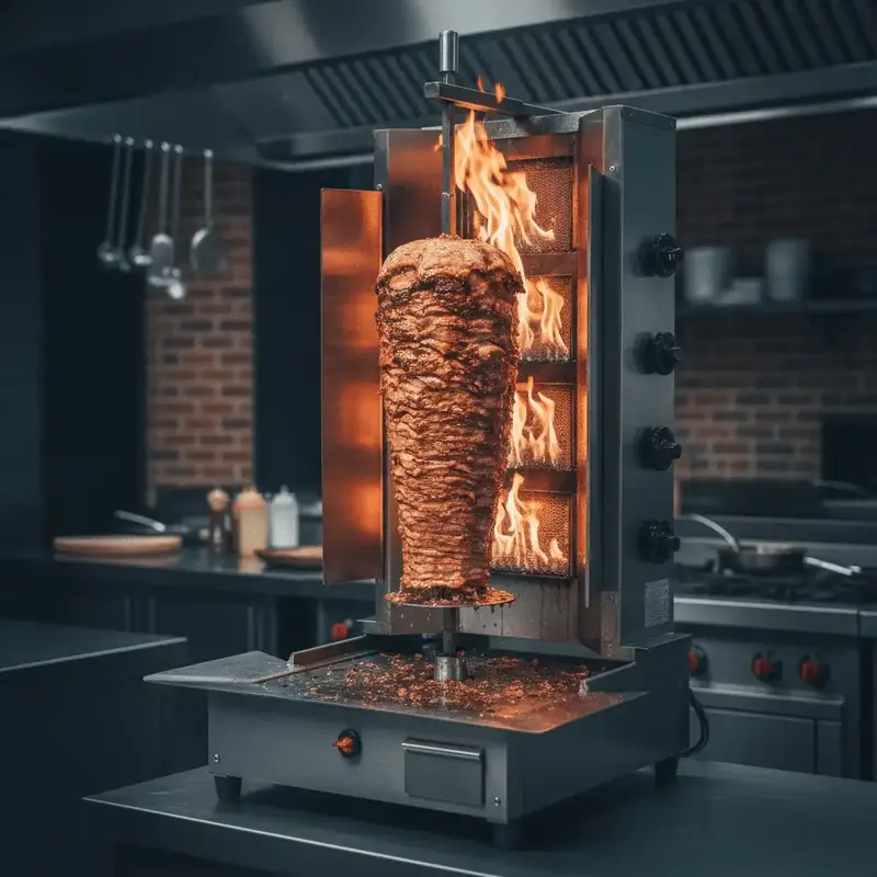 Premium Lavastein Dönergrill mit Motor Unten / 4 Lavastein Brenner / max. 60 kg