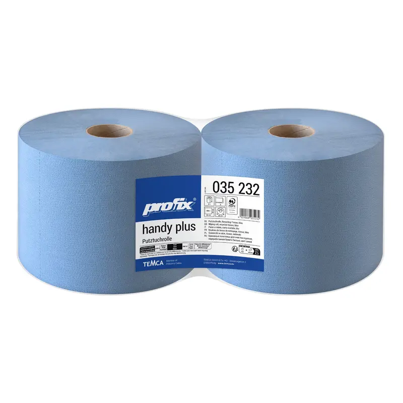 profix® handy plus Putztuchrolle 22,0 x 36 cm,500 Blatt * 2 Rollen Recycling-Tissue,blau,2-lg