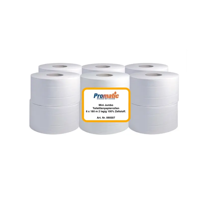 PROMATIC Jumbotoilettenpapier 2-lagig 180 m 12 Rollen – Großrolle für Leihspender