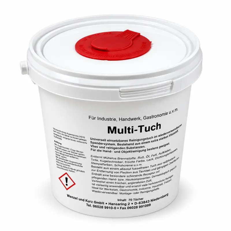 PUDOL Multi-Tuch Reinigungstücher 70 Tücher im Spendereimer – pH-neutral, fusselfrei & stark gegen Schmutz