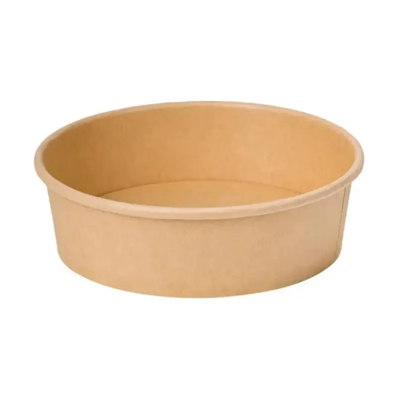 Salatschalen 1100 ml aus Kraftpapier braun, 50 Stk. 165mmrund, Kraftpapier/PE-Beschichtung   FSC® MAX 80°C